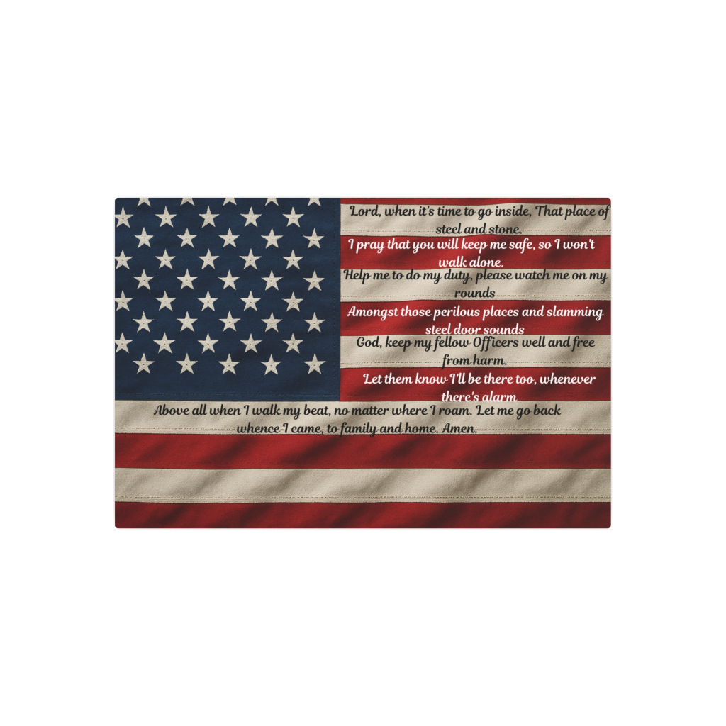 American flag with correctional officers prayer! Patriotic Metal Wall Art, Inspirational USA Flag Sign, Home Decor, Memory Remembrance, Veteran Gift, American Pride