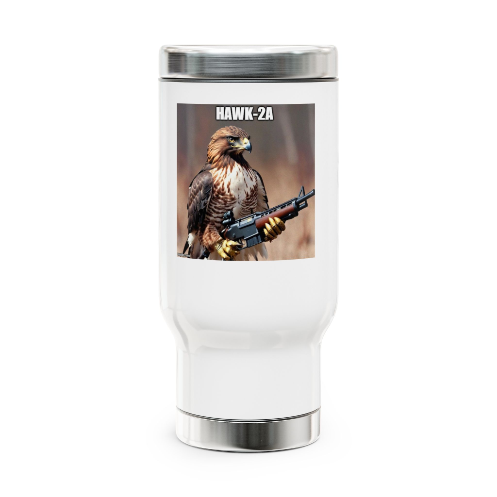 Humorous Stainless Steel Travel Mug with Handle, 14oz