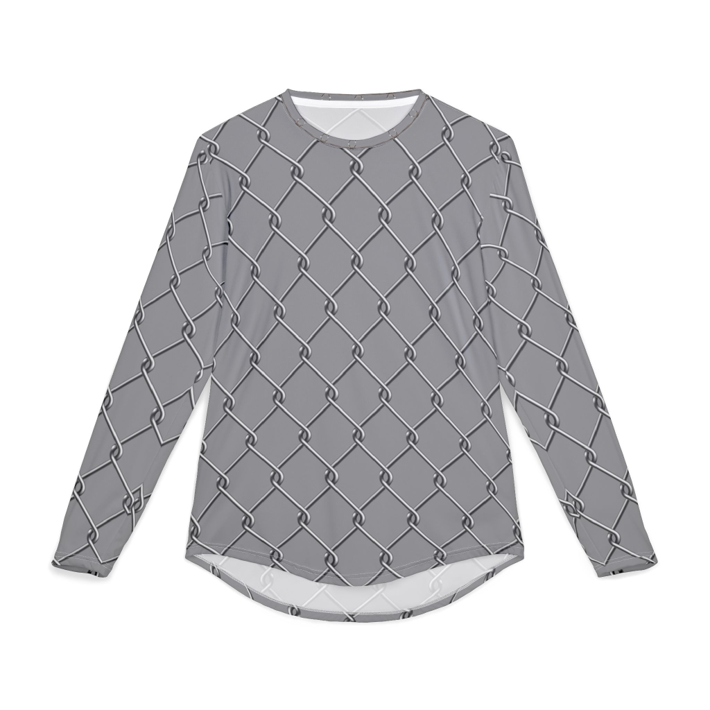 Cyclone Fence Print Men's UV Protection Long Sleeve Shirt, Sun Safe Activewear, Outdoor Adventure Apparel, Summer Essential, Sporty Gift Idea