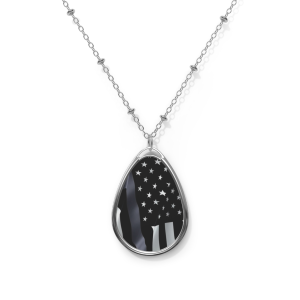 Thin Silver Line Patriotic Flag! Patriotic Oval Necklace - American Flag Pendant, Memorial Day Gift, July 4th Jewelry, Veteran's Day Accessory, Everyday Wear