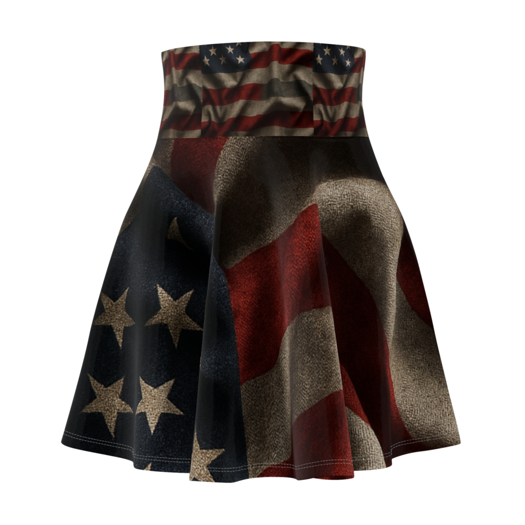 Thin Gray Line Patriotic Women's Skater Skirt, USA Flag Design, Perfect for Independence Day, Summer Festivals, Casual Outings, Comfortable Fashion