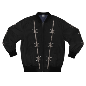 Edgy Barbed Wire Bomber Jacket, Casual Streetwear, Trendy Men's Outerwear, Layering Jacket for Year-Round Style, Unique Gift Idea