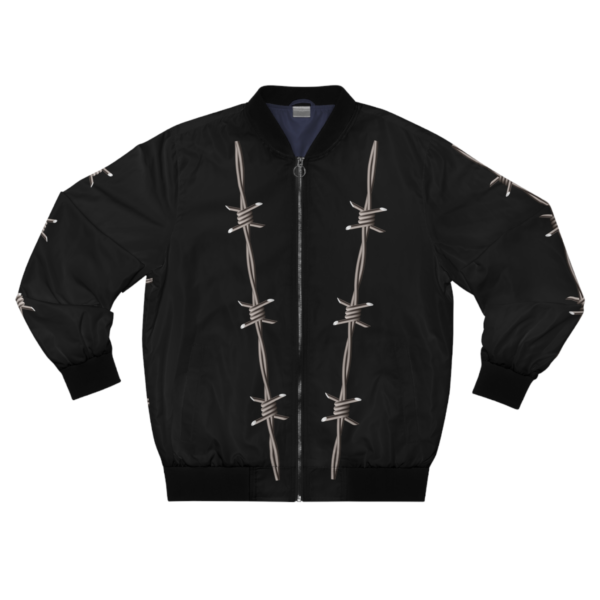 Edgy Barbed Wire Bomber Jacket, Casual Streetwear, Trendy Men's Outerwear, Layering Jacket for Year-Round Style, Unique Gift Idea