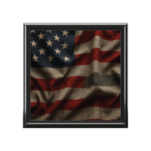 American Flag with Grey Thin Line. Patriotic Jewelry Box - American Flag Design, Keepsake Storage, Gift for Veterans, Memorial Day, 4th of July Decor, Unique Organizer